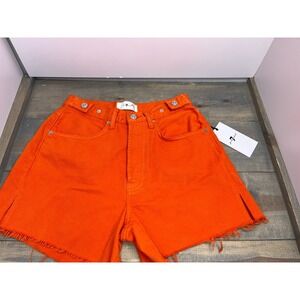 7 FOR ALL MANKIND Easy Ruby Cut Off Short Women's Size 24- Orange NWT